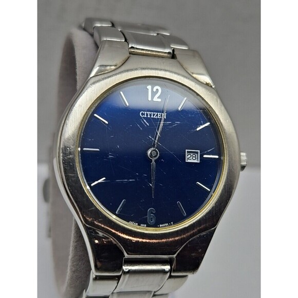 Citizen O.F. Action 2000 Quartz Watch Blue Dial Date Silver Tone New Battery SM main image 5
